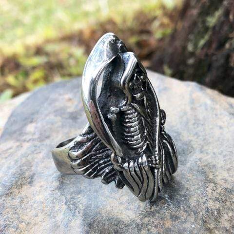 Sanity Jewelry Skull Ring Grim Reaper with Scythe Ring - Sizes 5-20 - R36