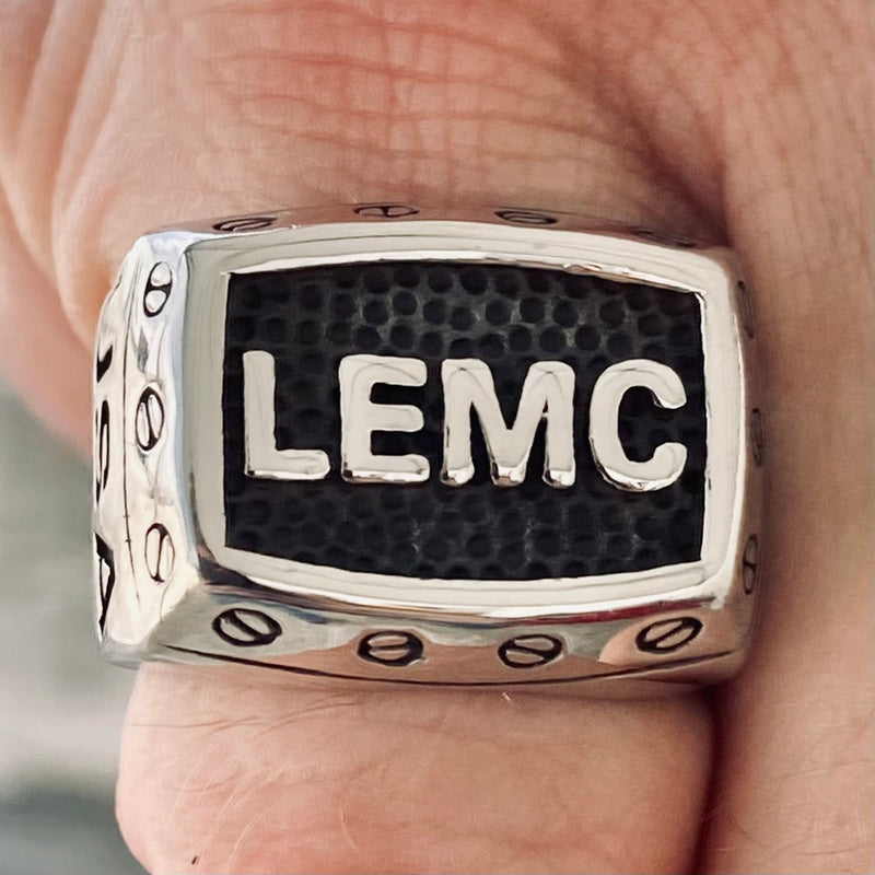 Sanity Jewelry Skull Ring LEMC Law Enforcment Motorcycle Club Ring - Sizes 9-17 - R39