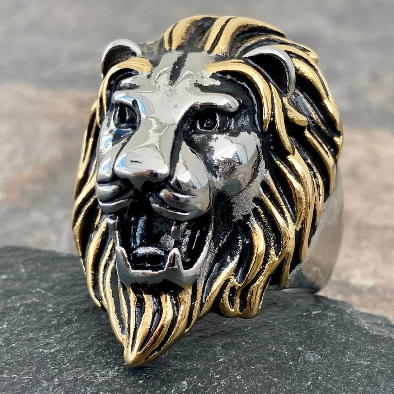 Sanity Jewelry Skull Ring Lion Ring- "Leo the Golden" - Sizes 5-17 - R40