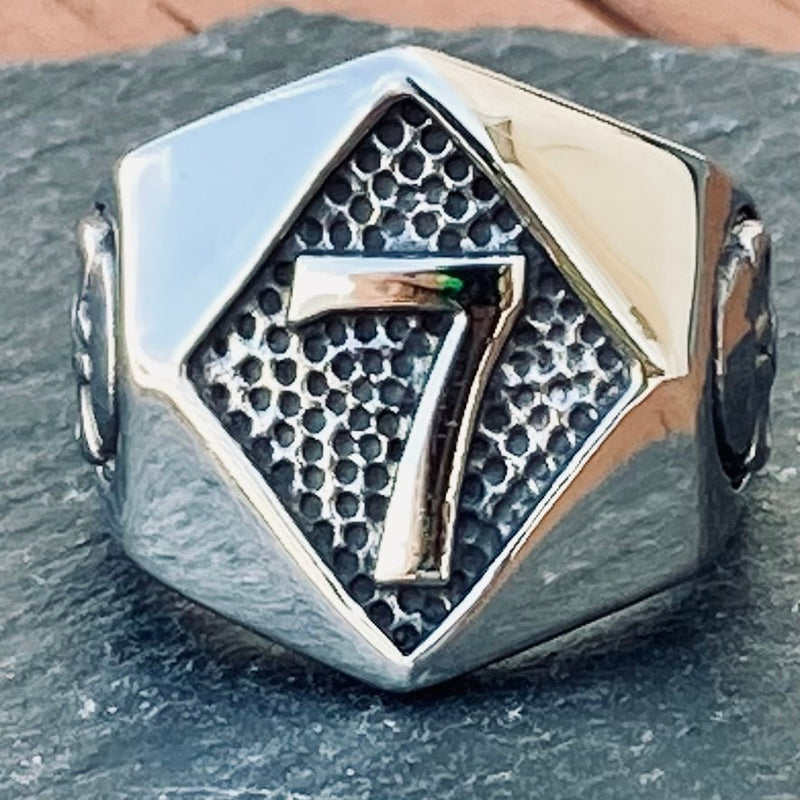 Sanity Jewelry Skull Ring Lucky 7 - Silver - Sizes  7-16  - R43