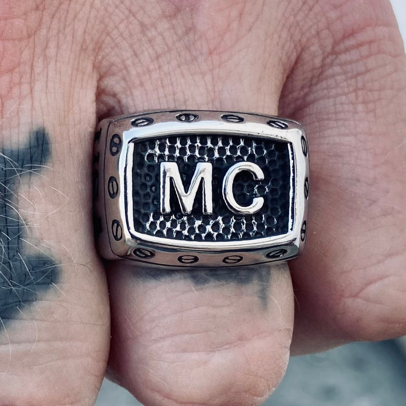 Sanity Jewelry Skull Ring MC Ring with Screws - Sizes 9 -16 - R196