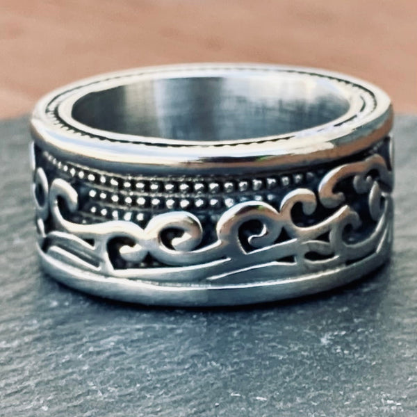 Sanity Jewelry Skull Ring Sanity's Band Collection - "The Ocean" Ring - Stainless - Sizes 5-15 - R94