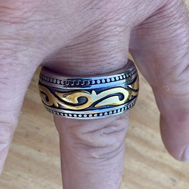 Sanity Jewelry Skull Ring Sanity's Band Collection - "The Tide" Ring - Gold Stainless - Sizes 7-16 - R92