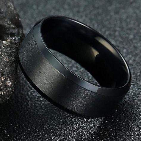 Sanity Jewelry Skull Ring Sanity’s Band Ring Collection - Black Steel Ring - Sizes 4-20 - R56