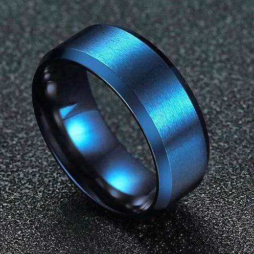 Sanity Jewelry Skull Ring Sanity’s Band Ring Collection - Cobalt Blue Steel Ring - Sizes 4-20 - R57