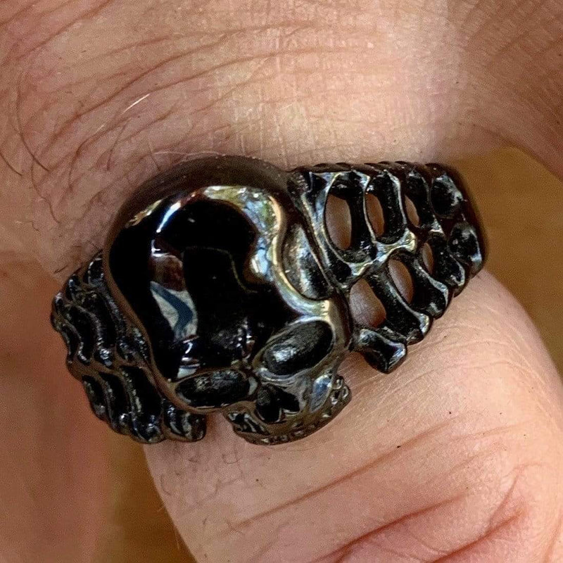 Sanity Jewelry Skull Ring Skull Ring with Bones - Black - Sizes 5-18 - R65