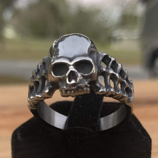 Sanity Jewelry Skull Ring Skull Ring with Bones - Sizes 5-18 - R66