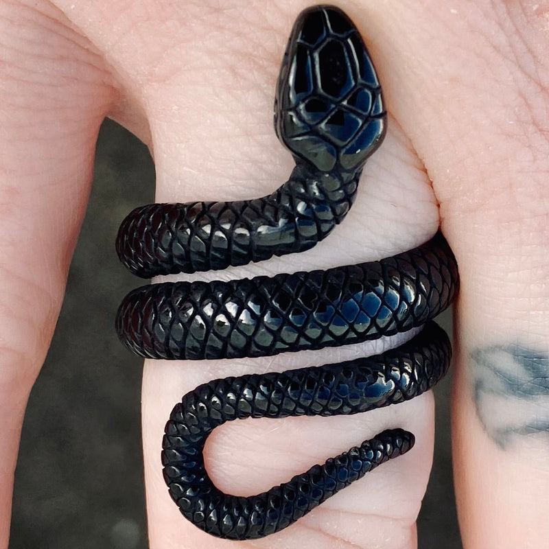 Sanity Jewelry Skull Ring Snake Ring - Black - Sizes 6-13 - R132