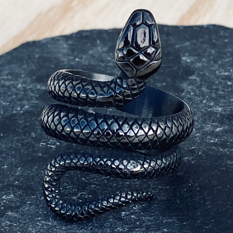 Sanity Jewelry Skull Ring Snake Ring - Black - Sizes 6-13 - R132