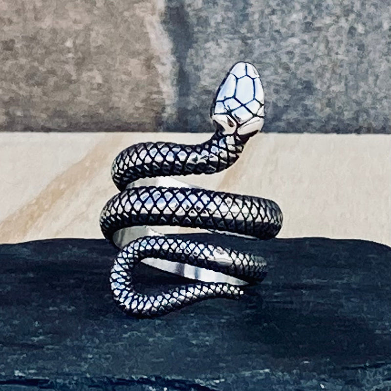 Sanity Jewelry Skull Ring Snake Ring - Stainless - Sizes 6-13 - R131