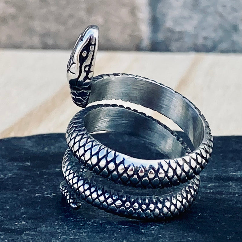 Sanity Jewelry Skull Ring Snake Ring - Stainless - Sizes 6-13 - R131