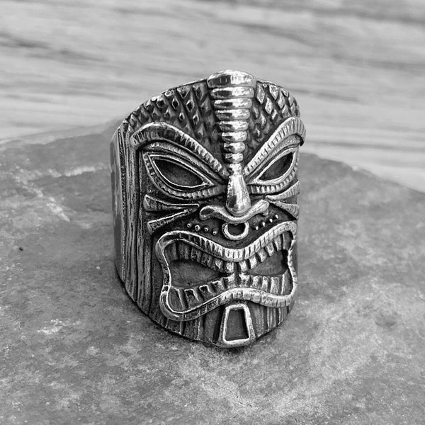 Sanity Jewelry Skull Ring Tiki Ring - The Polynesian - Sizes 10-17 - R120