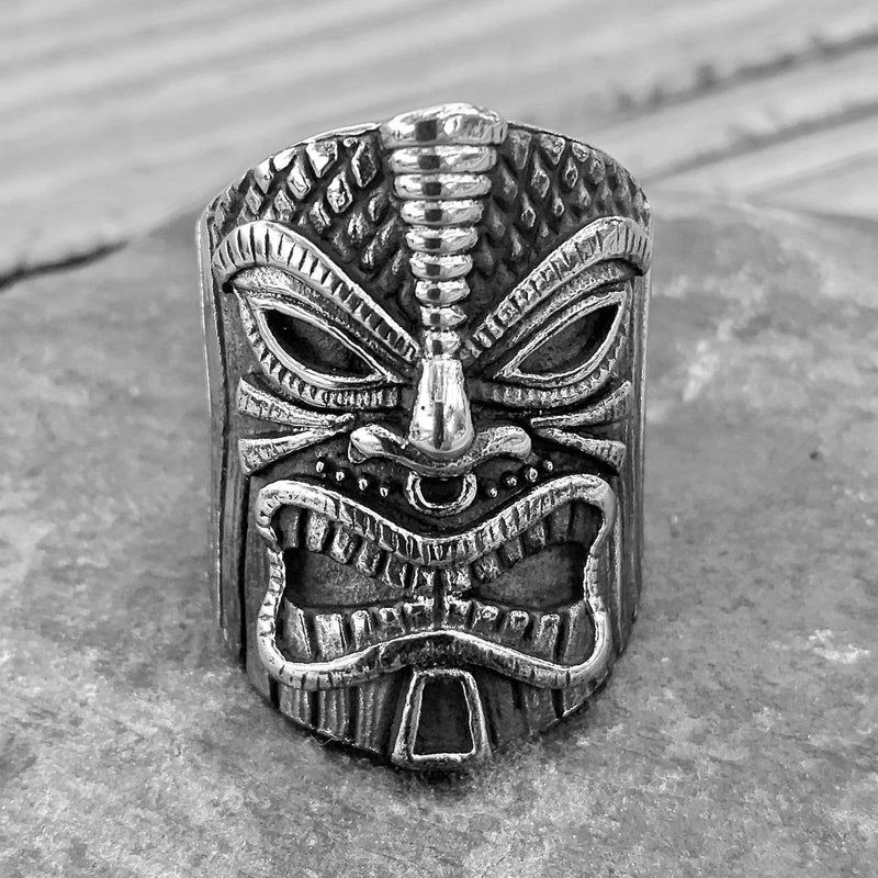 Sanity Jewelry Skull Ring Tiki Ring - The Polynesian - Sizes 10-17 - R120