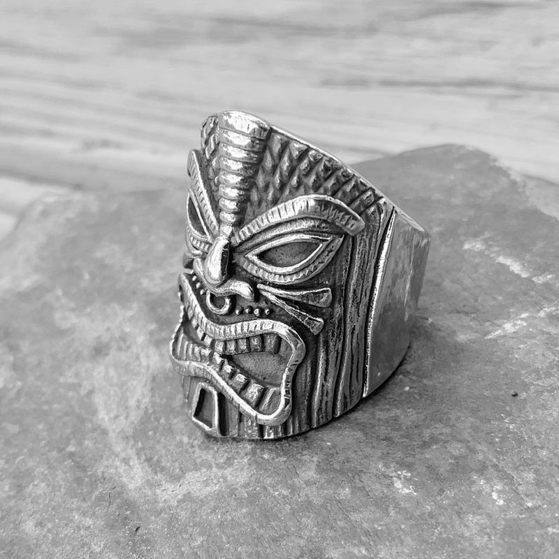 Sanity Jewelry Skull Ring Tiki Ring - The Polynesian - Sizes 10-17 - R120