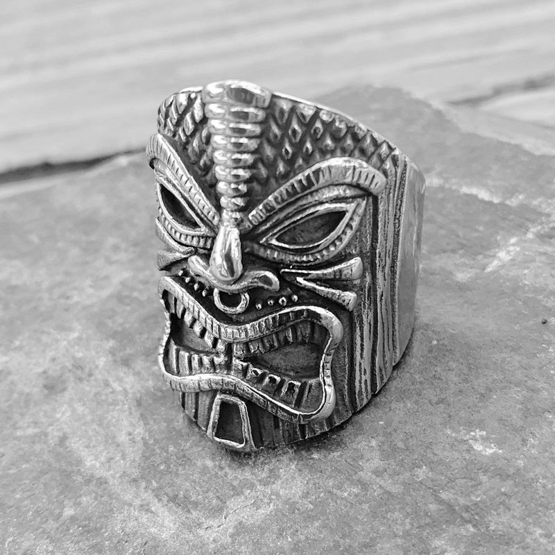 Sanity Jewelry Skull Ring Tiki Ring - The Polynesian - Sizes 10-17 - R120