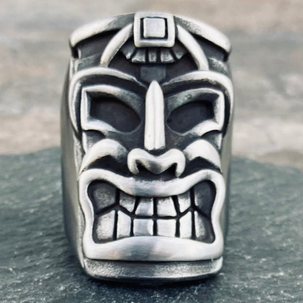 Sanity Jewelry Skull Ring Tiki Ring - Tiki Man Skull - Sizes 10-17  - R201