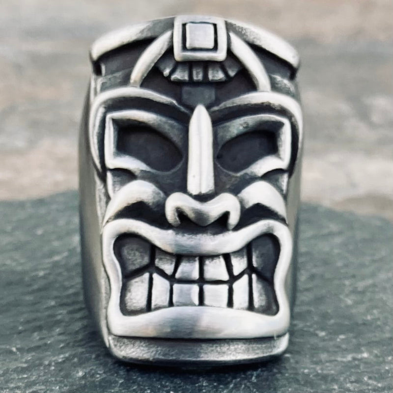 Sanity Jewelry Skull Ring Tiki Ring - Tiki Man Skull - Sizes 10-17  - R201