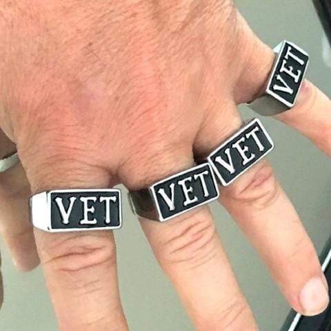 Sanity Jewelry Skull Ring VET Ring - Veteran's Ring - Sizes 8-16 - SLC84