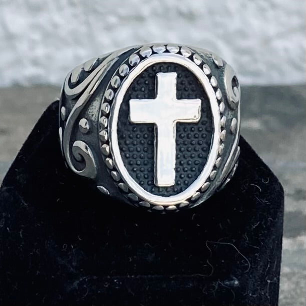 Sanity Jewelry Skull Ring Viking Scrollwork Cross - Sizes 5-17 - R191