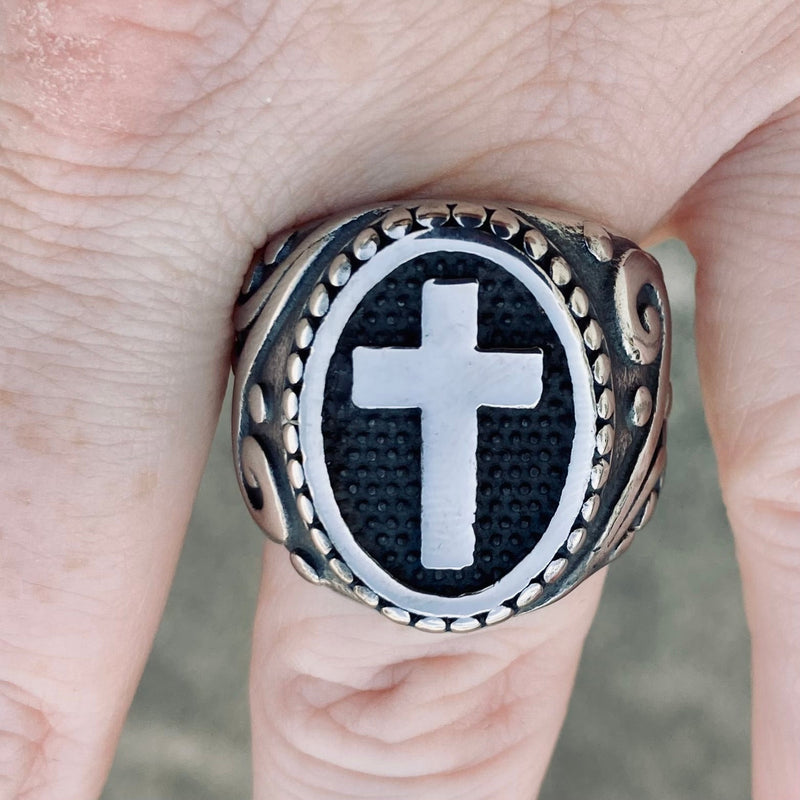 Sanity Jewelry Skull Ring Viking Scrollwork Cross - Sizes 5-17 - R191