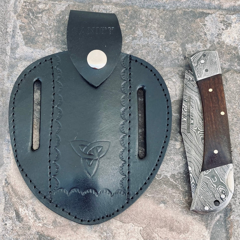 Sanity Jewelry Steel Folding - Damascus - American Mahogany - 4.75 inch - FL12