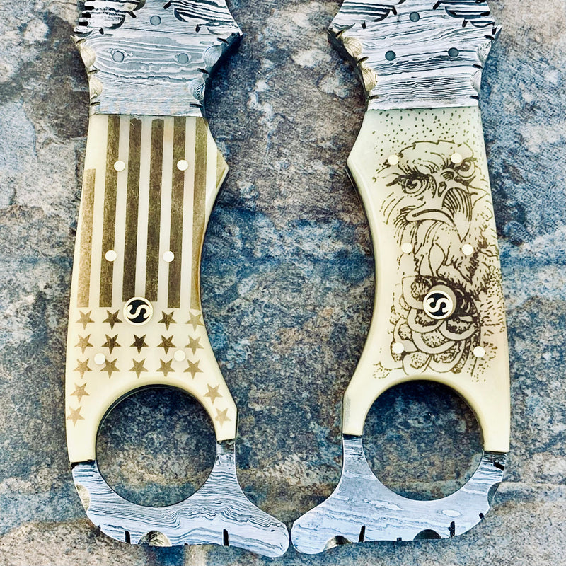 Sanity Jewelry Steel John Dillinger - Stars & Stripes W/ Eagle - Camel Bone - 11 inch - JDE03