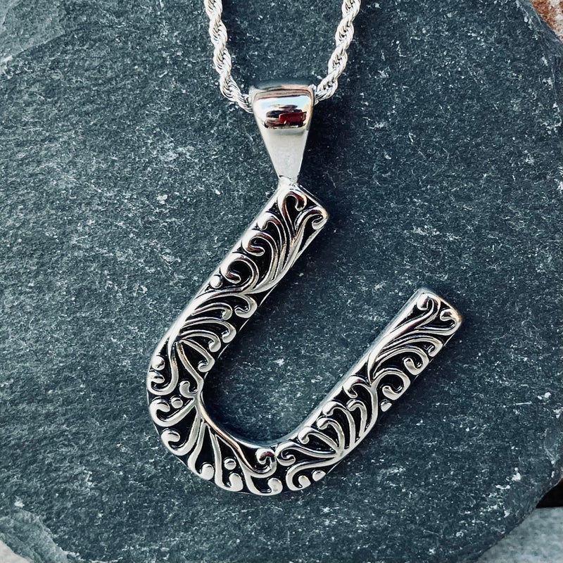 SANITY JEWELRY® U / 16" Stainless Steel Classic Chain Ladies Letter Pendants