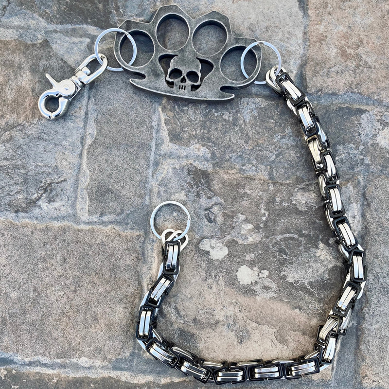 SANITY JEWELRY® Wallet Chain Wallet Chain - 28" Daytona Beach Road King Black & Silver W/ Distressed Four Finger Ring - WCK-14