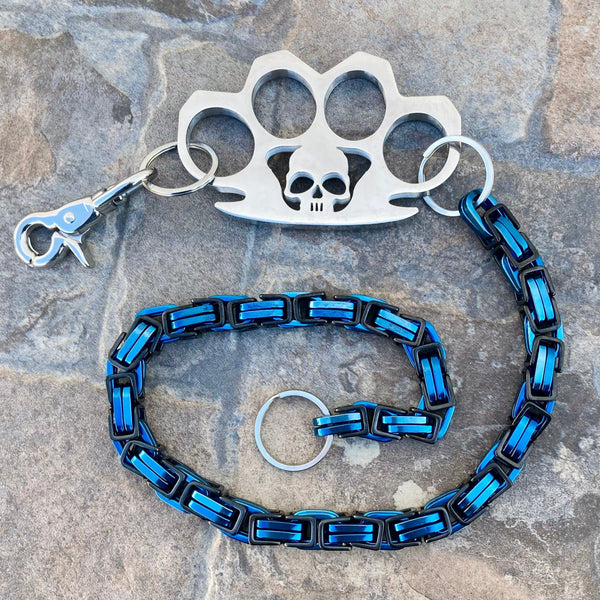 SANITY JEWELRY® Wallet Chain Wallet Chain - 29" Daytona Beack Road King Black & Blue W/ Polished Four Finger Ring - WCK-15