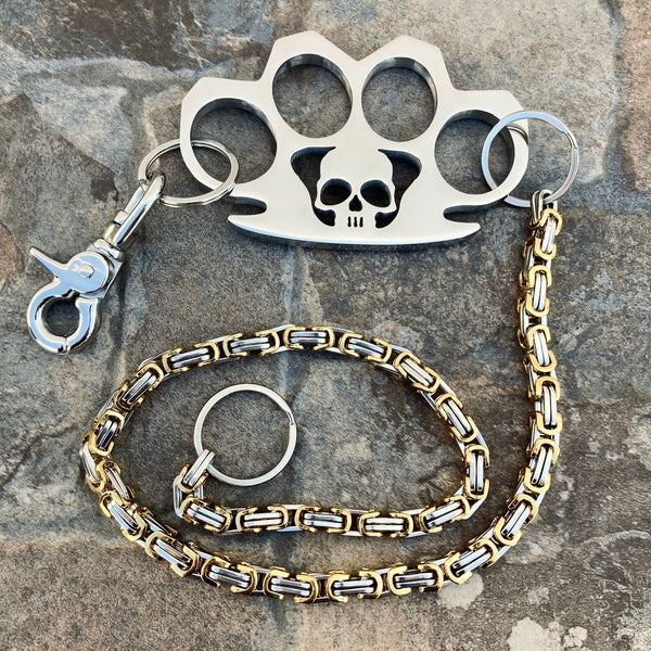 SANITY JEWELRY® Wallet Chain Wallet Chain - 30" Gold & Silver Daytona Beach Deluxe W/ Polished Four Finger Ring - WCK-10