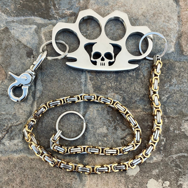 SANITY JEWELRY® Wallet Chain Wallet Chain - 30" Gold & Silver Daytona Beach Deluxe W/ Polished Four Finger Ring - WCK-10