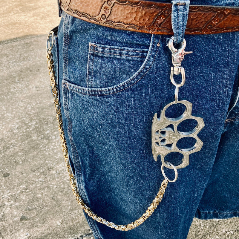 SANITY JEWELRY® Wallet Chain Wallet Chain - 30" Gold & Silver Daytona Beach Deluxe W/ Polished Four Finger Ring - WCK-10