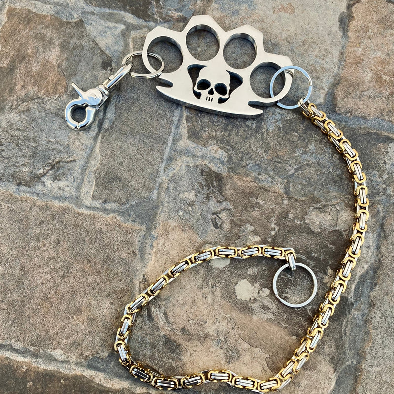 SANITY JEWELRY® Wallet Chain Wallet Chain - 30" Gold & Silver Daytona Beach Deluxe W/ Polished Four Finger Ring - WCK-10