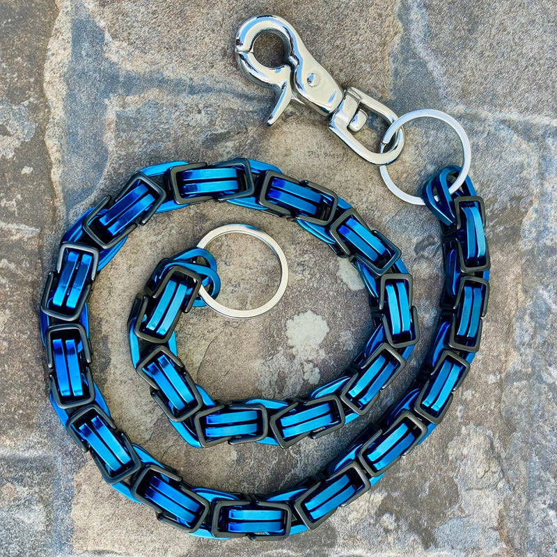 Sanity Jewelry Wallet Chain Wallet Chain - Black & Blue - Daytona Beach Road King 3/4 inch wide