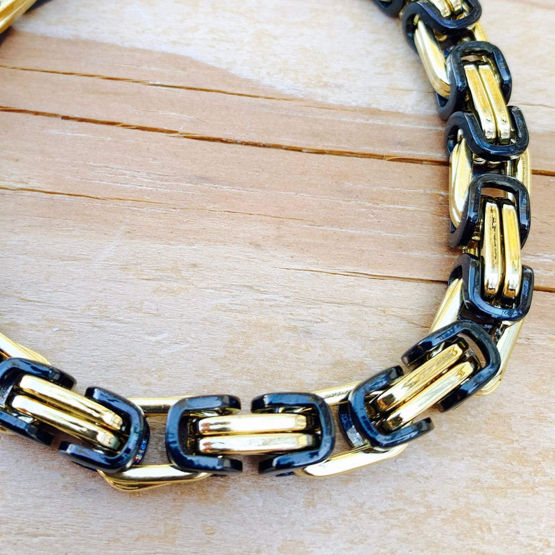 Sanity Jewelry Wallet Chain Wallet Chain - Black & Gold Stainless - Daytona Beach Deluxe 1/4 inch wide