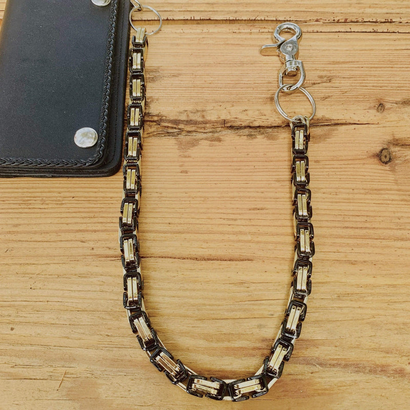 Sanity Jewelry Wallet Chain Wallet Chain - Black & Gold Stainless - Daytona Beach Deluxe 1/4 inch wide