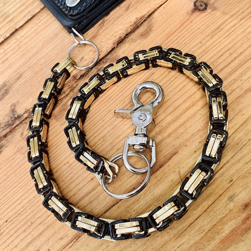 Sanity Jewelry Wallet Chain Wallet Chain - Black & Gold Stainless - Daytona Beach Heritage 1/2 inch wide