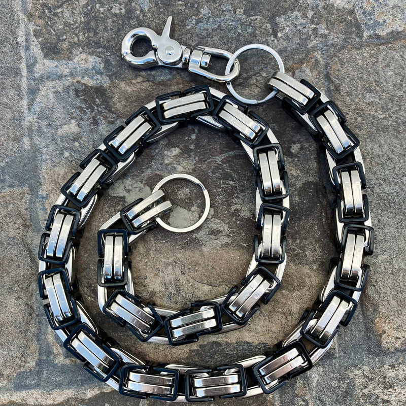 Sanity Jewelry Wallet Chain Wallet Chain - Black & Silver Stainless - Daytona Beach CVO 1 inch wide
