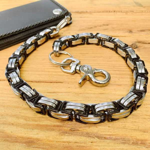 Sanity Jewelry Wallet Chain Wallet Chain - Black & Silver Stainless - Daytona Beach Heritage 1/2 inch wide