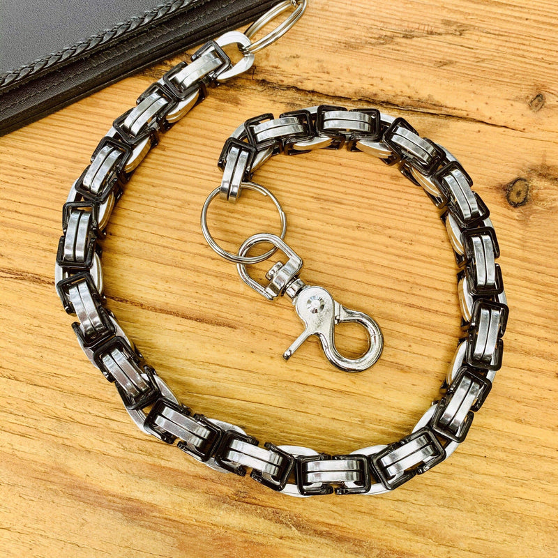 Sanity Jewelry Wallet Chain Wallet Chain - Black & Silver Stainless - Daytona Beach Road King 3/4 inch wide