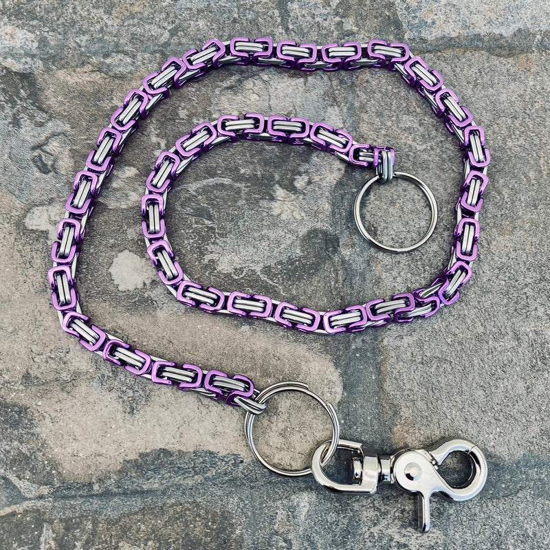 Sanity Jewelry Wallet Chain Wallet Chain - Purple & Stainless - Daytona Beach Deluxe 1/4 inch wide