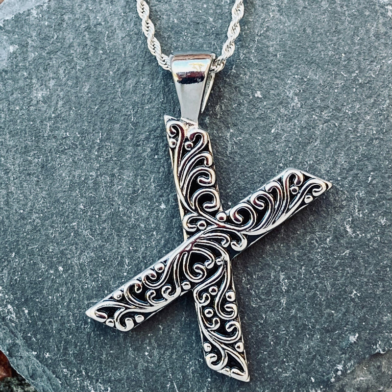 SANITY JEWELRY® X / 16" Stainless Steel Classic Chain Ladies Letter Pendants